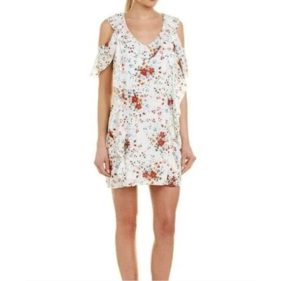 Parker Dresses & Skirts - Parker Women’s L White Multicolor Floral Cold Shoulder Shift Mini Dress NEW